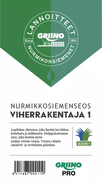 Viherrakennusseos 1, 10kg - Nurmikon siemenet - 6417687651106 - 1